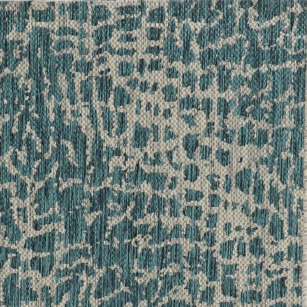 3'x4' Teal Machine Woven UV Treated Animal Print Indoor Outdoor Accent Rug - 375198. Picture 7