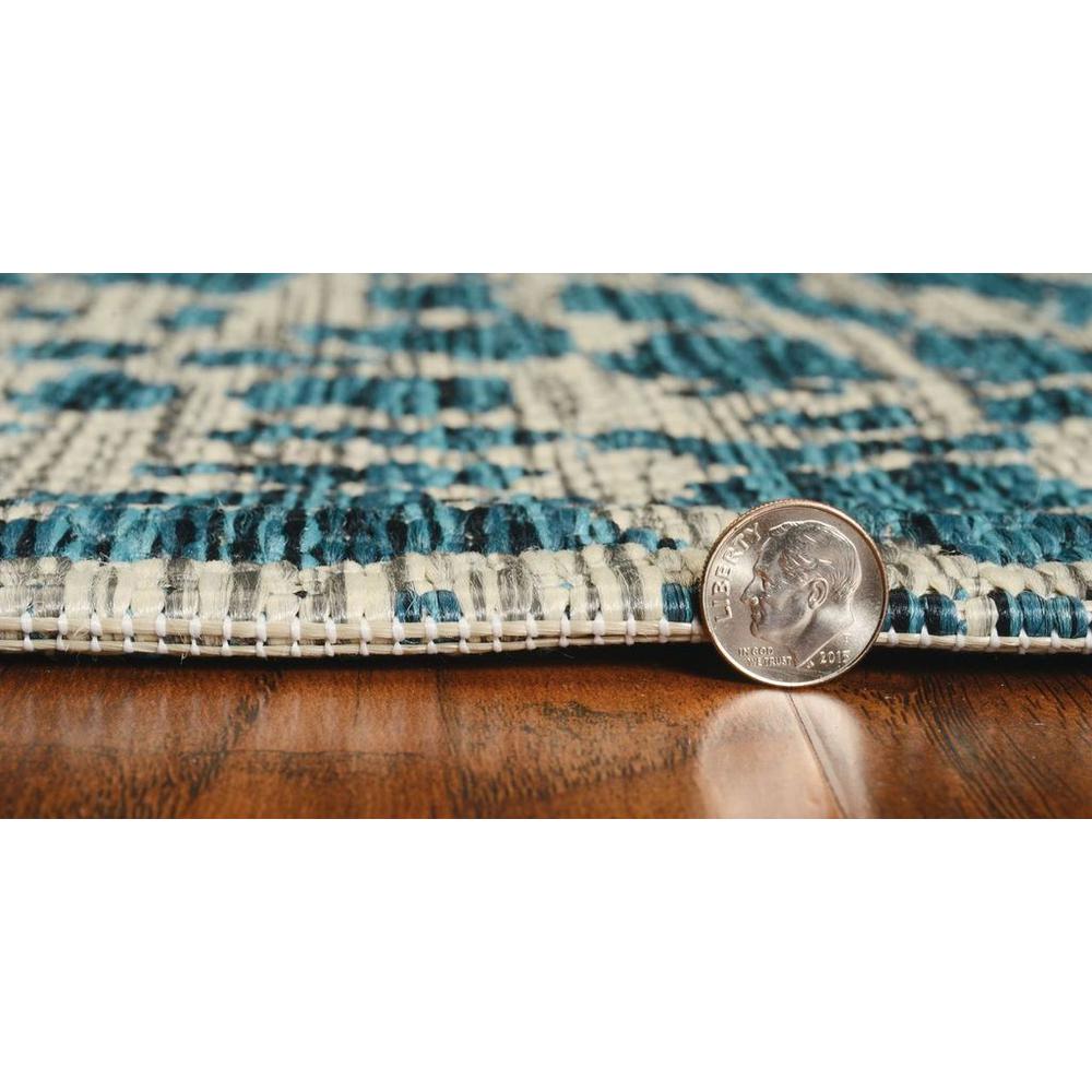 3'x5' Teal Machine Woven UV Treated Animal Print Indoor Outdoor Area Rug - 375199. Picture 3