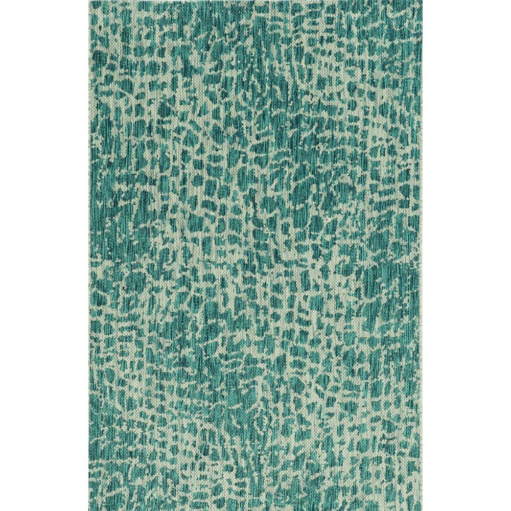 8'x11' Teal Machine Woven UV Treated Animal Print Indoor Outdoor Area Rug - 375201. Picture 2