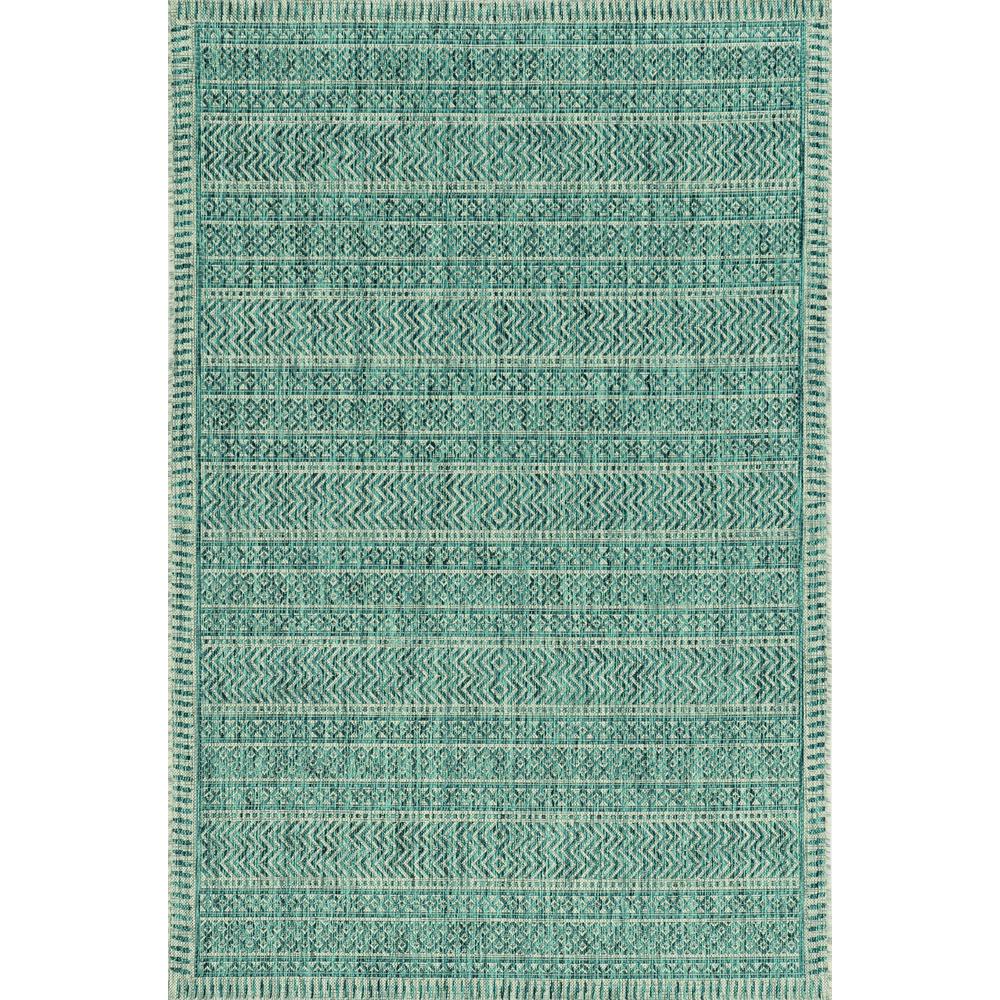 3'x5' Teal Machine Woven UV Treated Tribal Indoor Outdoor Area Rug - 375204. Picture 2