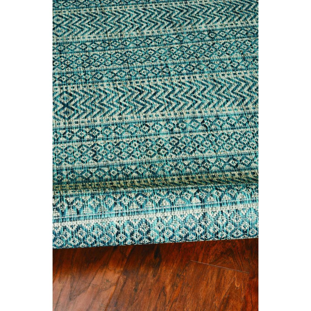 3'x5' Teal Machine Woven UV Treated Tribal Indoor Outdoor Area Rug - 375204. Picture 3