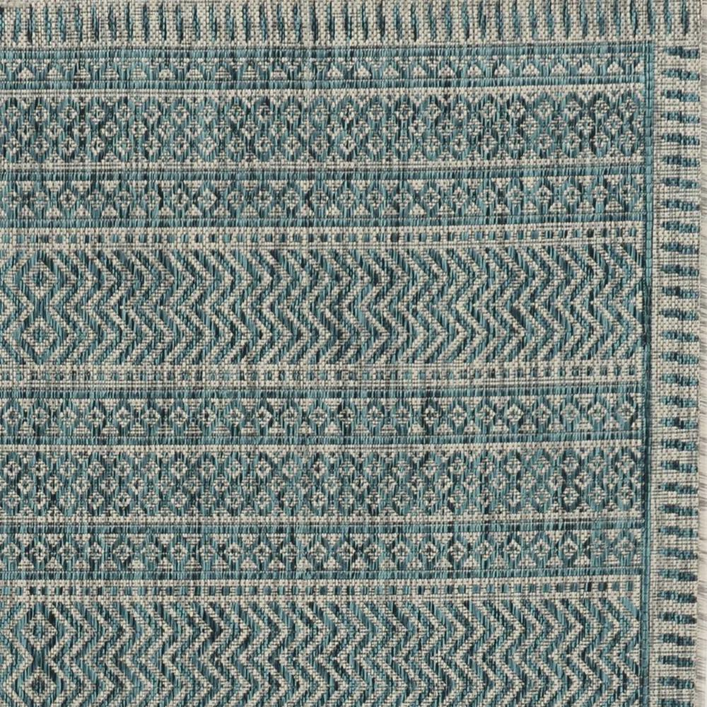 8' x 11' Teal Geometric Patterns Indoor Area Rug - 375206. Picture 5