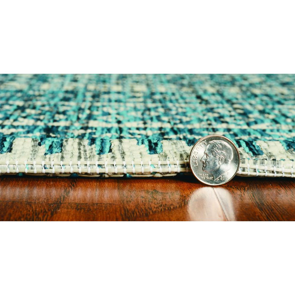 8' Round Teal Geometric Pattern Indoor Outdoor Area Rug - 375207. Picture 3