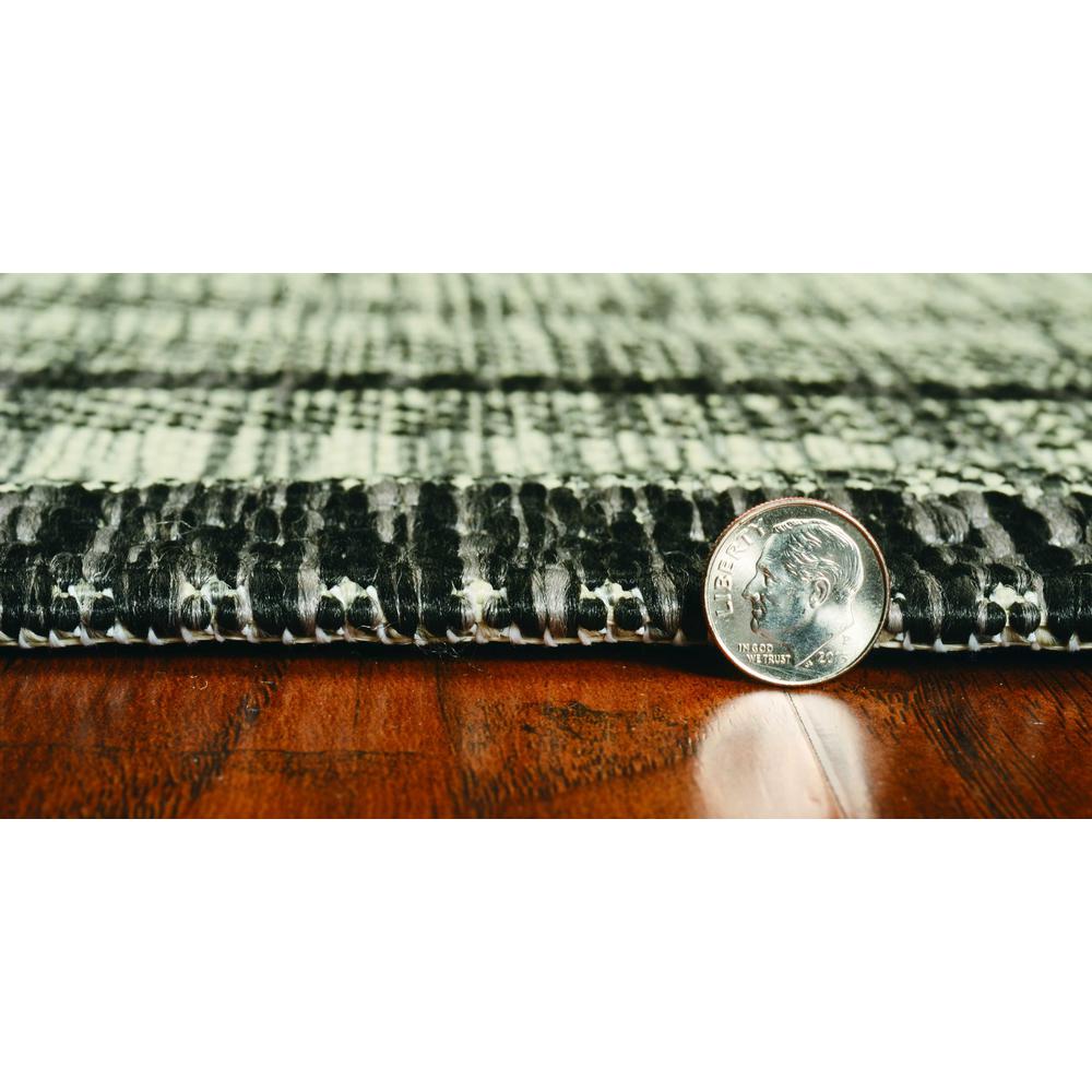 8' Grey Machine Woven UV Treated Bordered Indoor Outdoor Round Area Rug - 375212. Picture 3