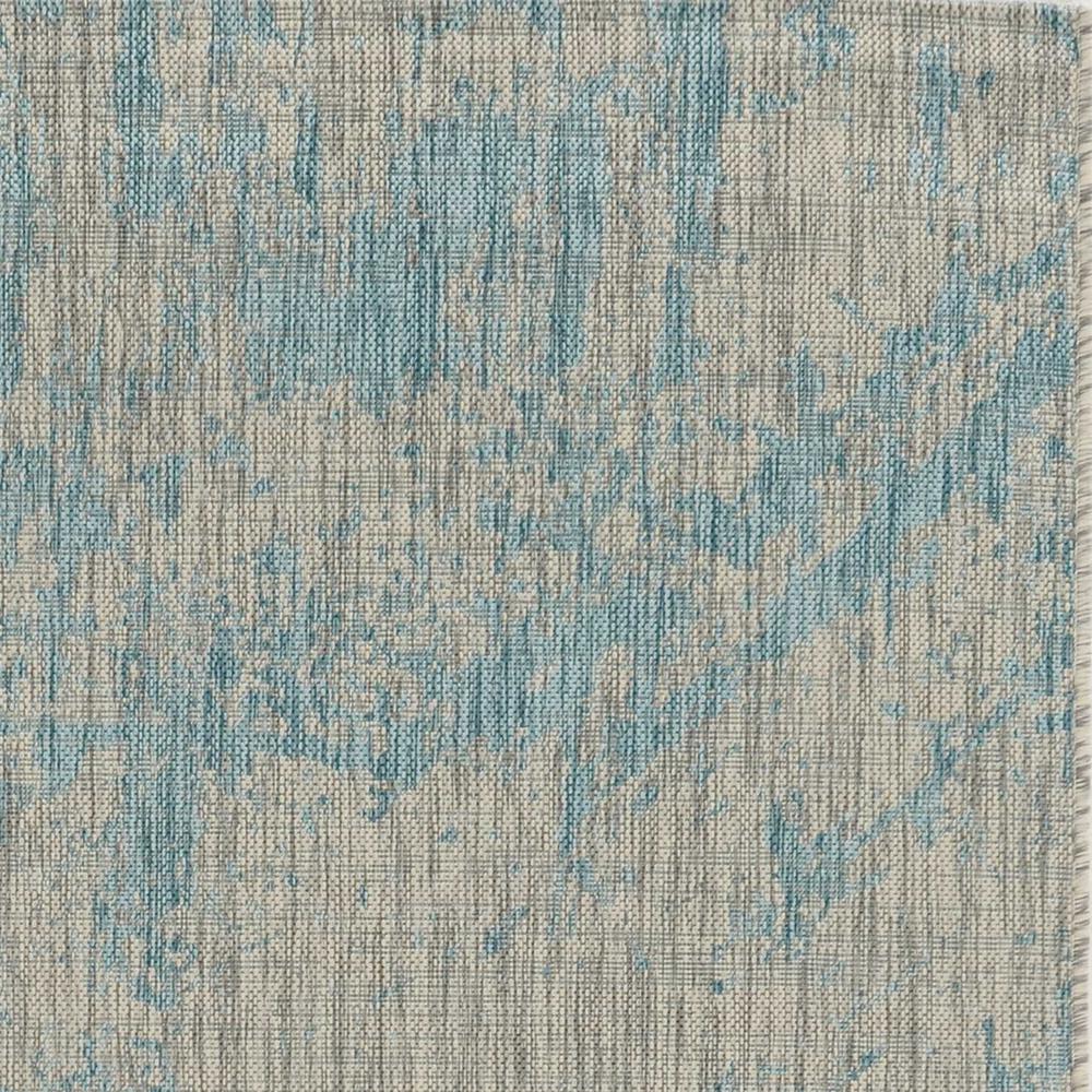 3'x5' Teal Machine Woven UV Treated Abstract Brushstroke Indoor Outdoor Area Rug - 375214. Picture 5