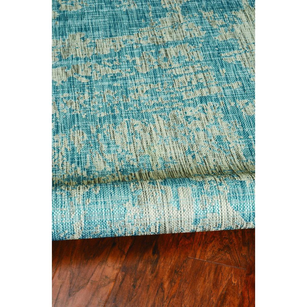 5'x7' Teal Machine Woven UV Treated Abstract Brushstrokes Indoor Outdoor Area Rug - 375215. Picture 1