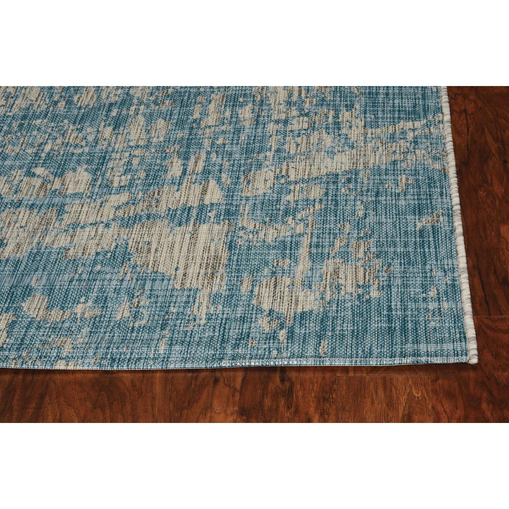 8'x11' Teal Machine Woven Abstract Strokes Indoor Outdoor Area Rug - 375216. Picture 3