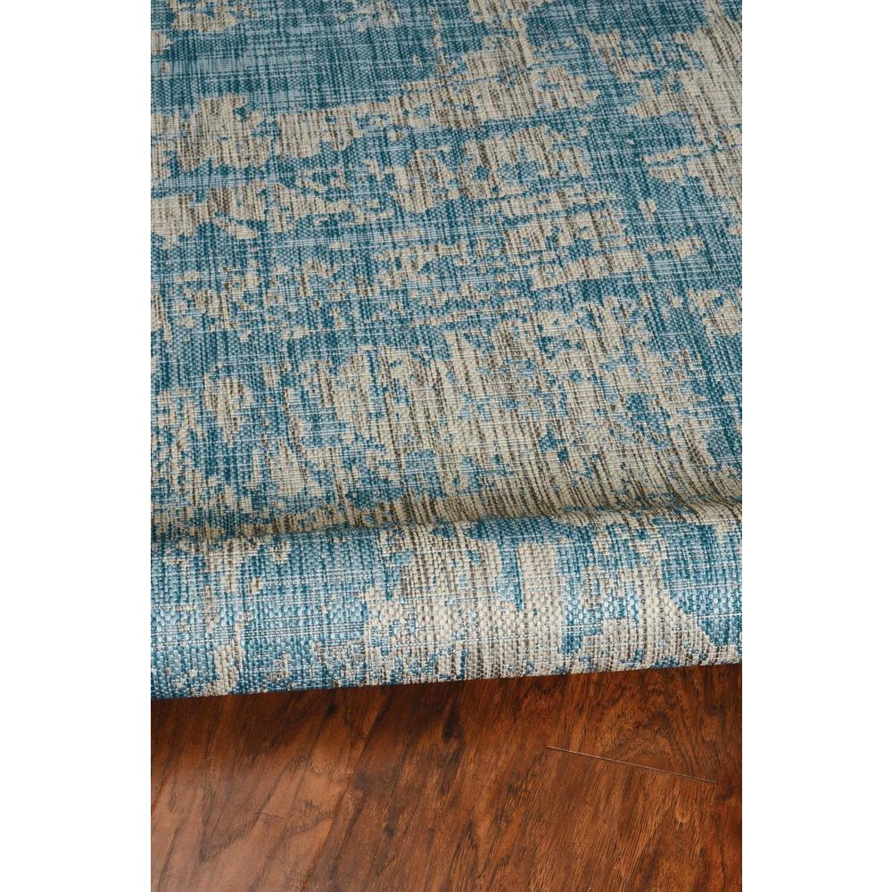 8'x11' Teal Machine Woven Abstract Strokes Indoor Outdoor Area Rug - 375216. Picture 5