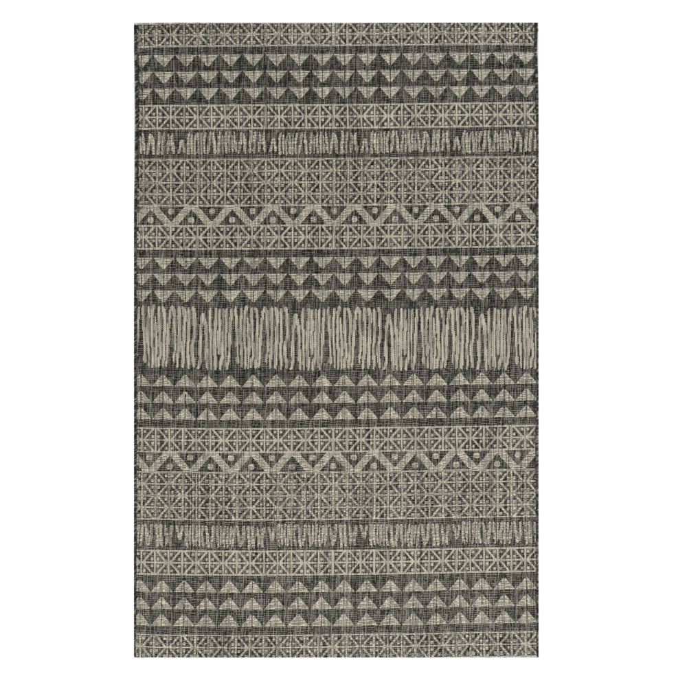 3'x4' Charcoal Machine Woven UV Treated Tribal Indoor Outdoor Accent Rug - 375218. Picture 1