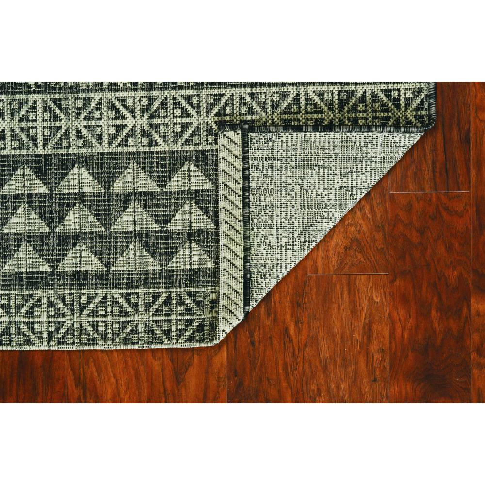8'x11' Charcoal Machine Woven UV Treated Tribal Indoor Outdoor Area Rug - 375221. Picture 1