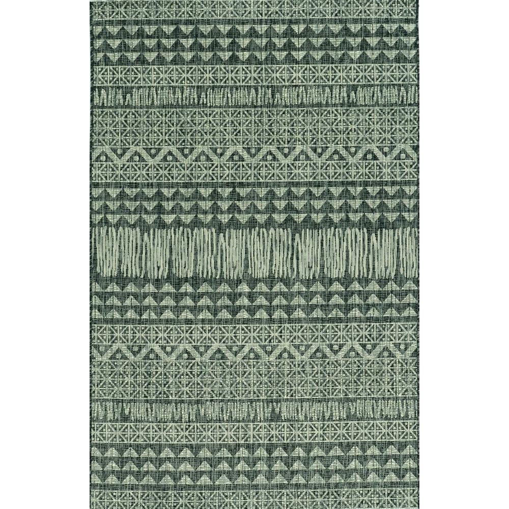 8'x11' Charcoal Machine Woven UV Treated Tribal Indoor Outdoor Area Rug - 375221. Picture 2