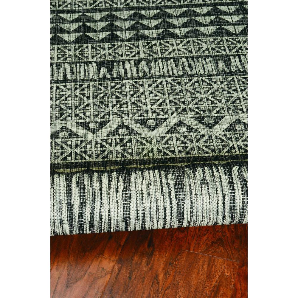 8'x11' Charcoal Machine Woven UV Treated Tribal Indoor Outdoor Area Rug - 375221. Picture 4