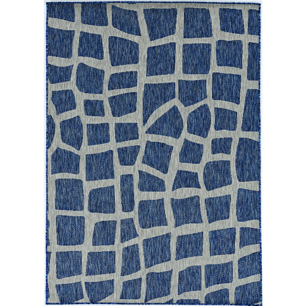 3'x4' Blue Grey Machine Woven UV Treated Abstract Indoor Outdoor Accent Rug - 375227. Picture 2