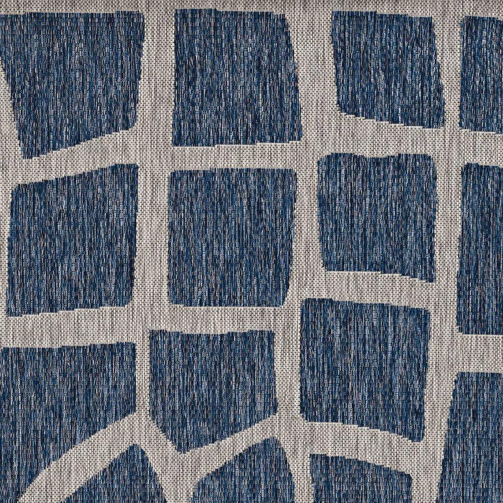 8' Blue Grey Machine Woven UV Treated Animal Print Indoor Outdoor Round Area Rug - 375231. Picture 2