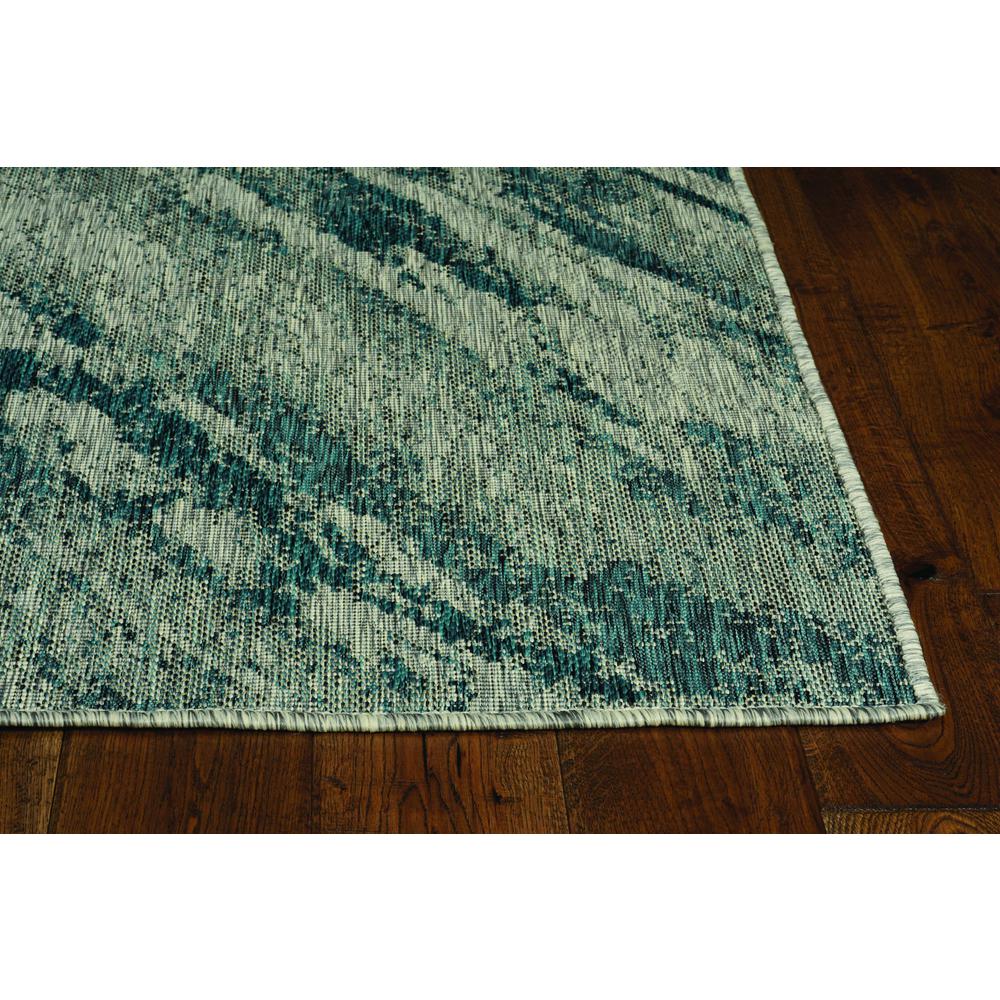 3'x4' Grey Teal Machine Woven UV Treated Abstract Waves Indoor Outdoor Accent Rug - 375237. Picture 1
