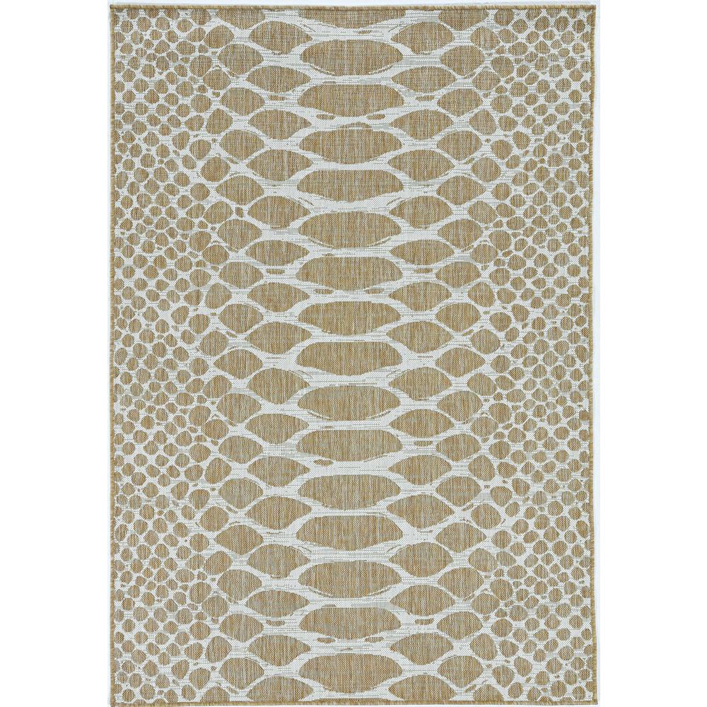 3'x5' Natural Ivory Machine Woven UV Treated Snake Print Indoor Outdoor Area Rug - 375248. Picture 2