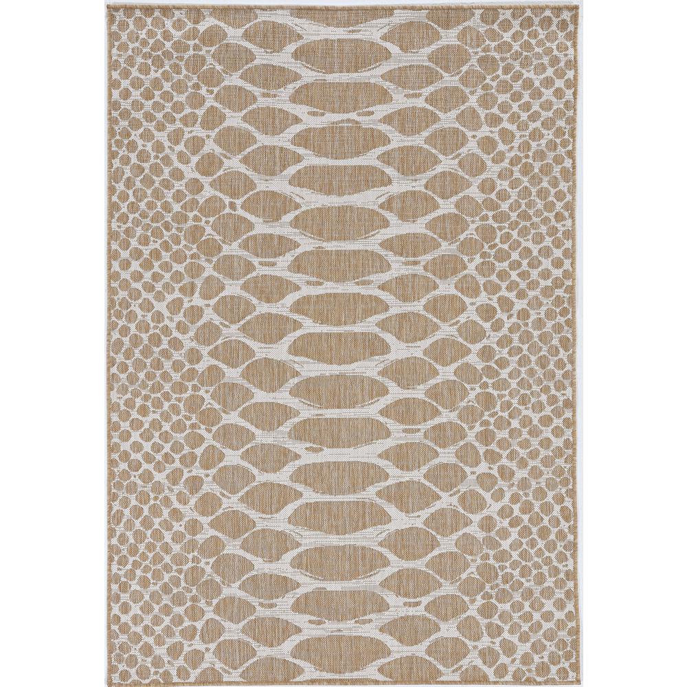 8'x11' Ivory Machine Woven UV Treated Snake Print Indoor Outdoor Area Rug - 375250. Picture 4