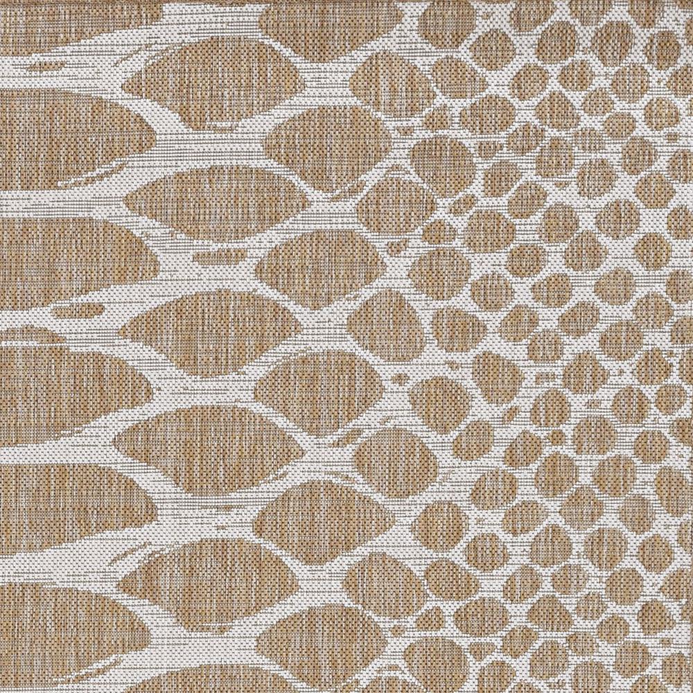 8'x11' Ivory Machine Woven UV Treated Snake Print Indoor Outdoor Area Rug - 375250. Picture 2