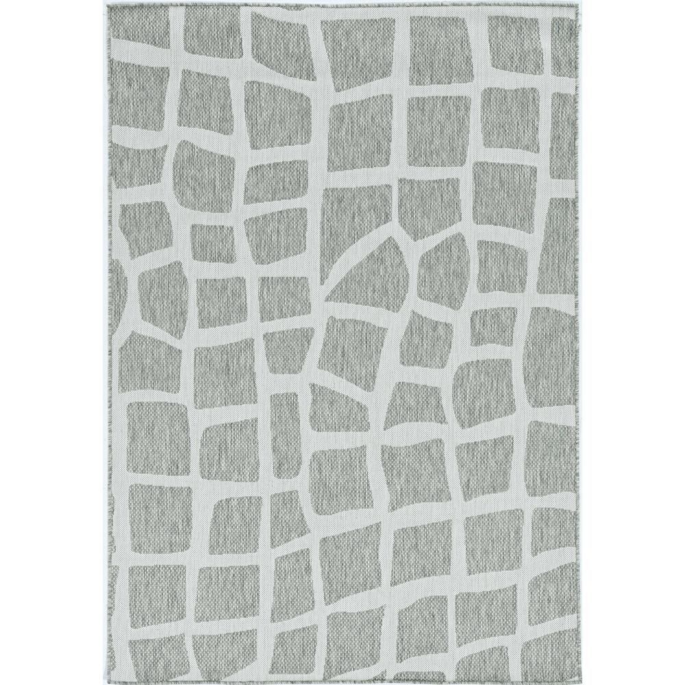 8' x 11' Ivory or Grey Abstract Tiles Indoor Area Rug - 375255. Picture 2