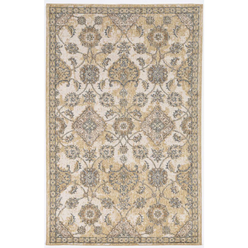 3'x5' Ivory Sand Machine Woven Bordered Floral Vines Indoor Area Rug - 375264. Picture 2