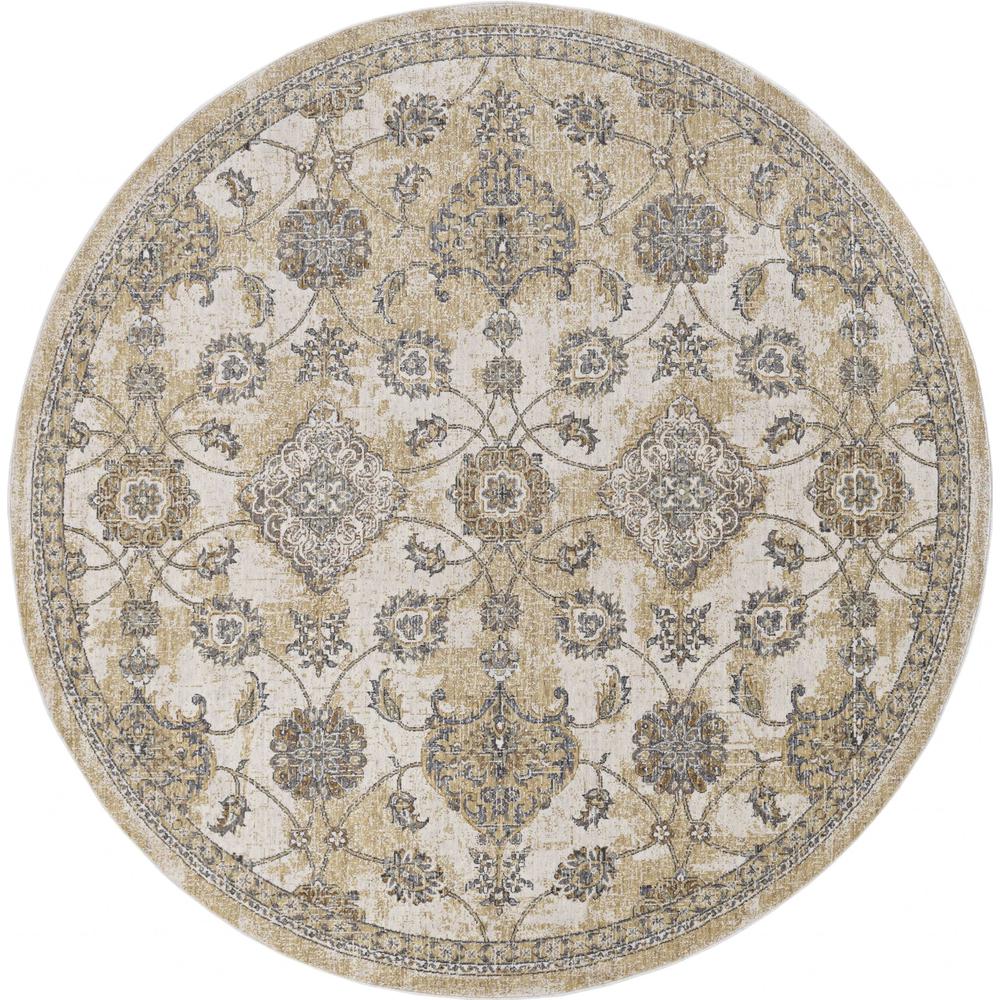 63" X 91" Ivory  Sand Wool Rug - 375265. Picture 1