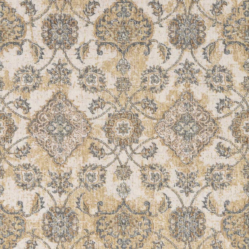 8'x11' Ivory Sand Machine Woven Bordered Floral Vines Indoor Area Rug - 375266. Picture 3