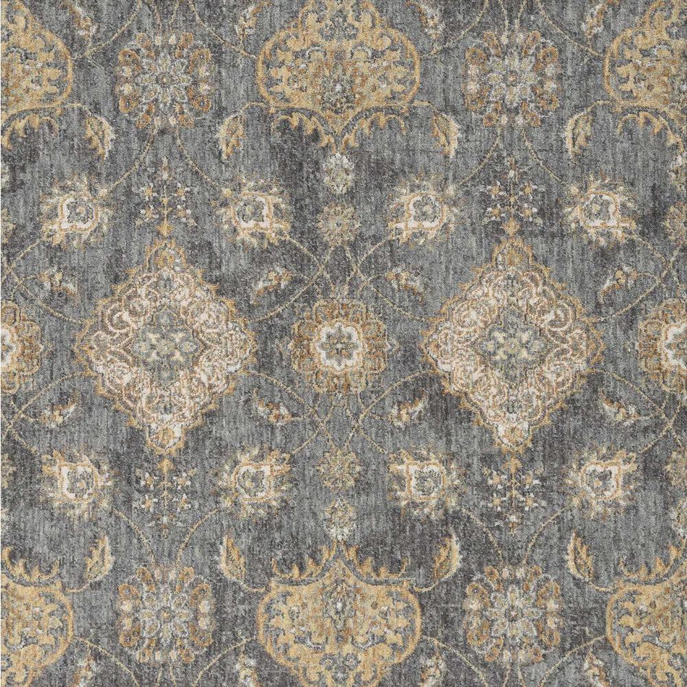 2' x 7' Slate Grey Floral Vine Wool Indoor Runner Rug - 375277. The main picture.