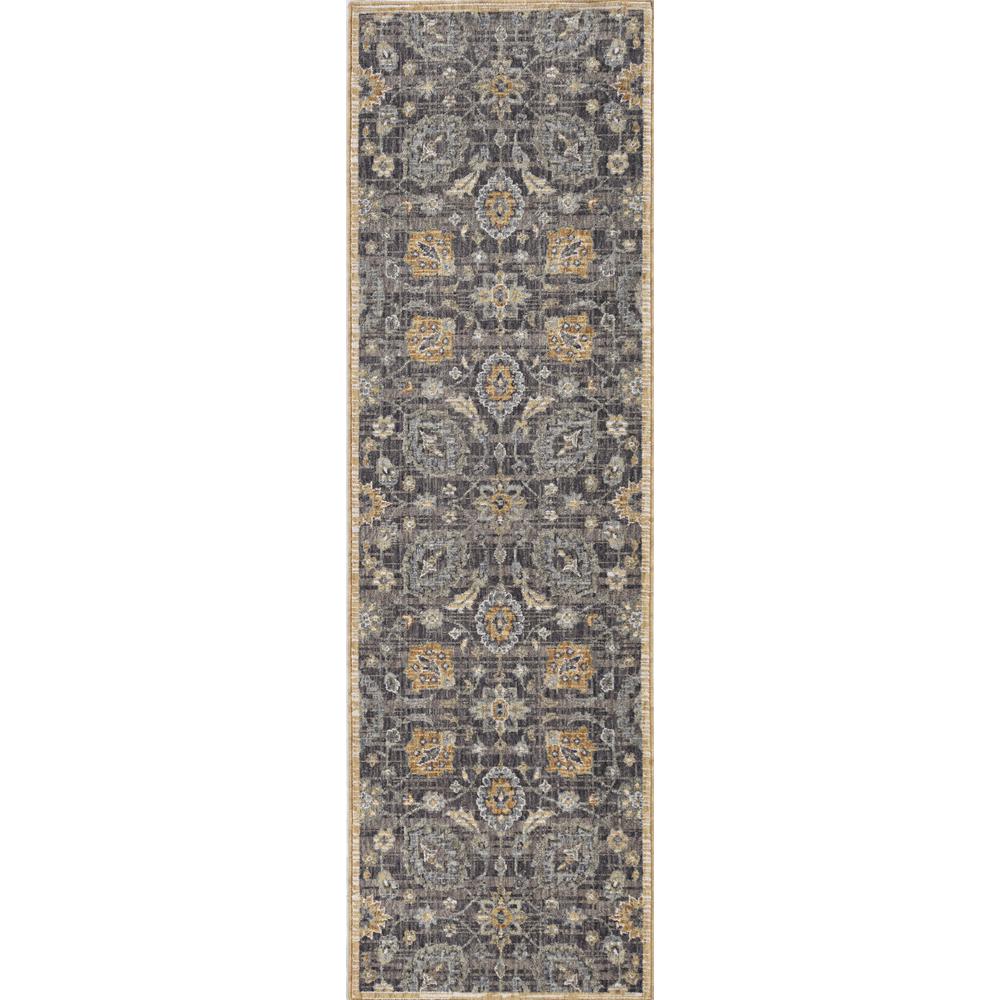 8' Taupe Machine Woven Vintage Traditional Indoor Runner Rug - 375284. The main picture.