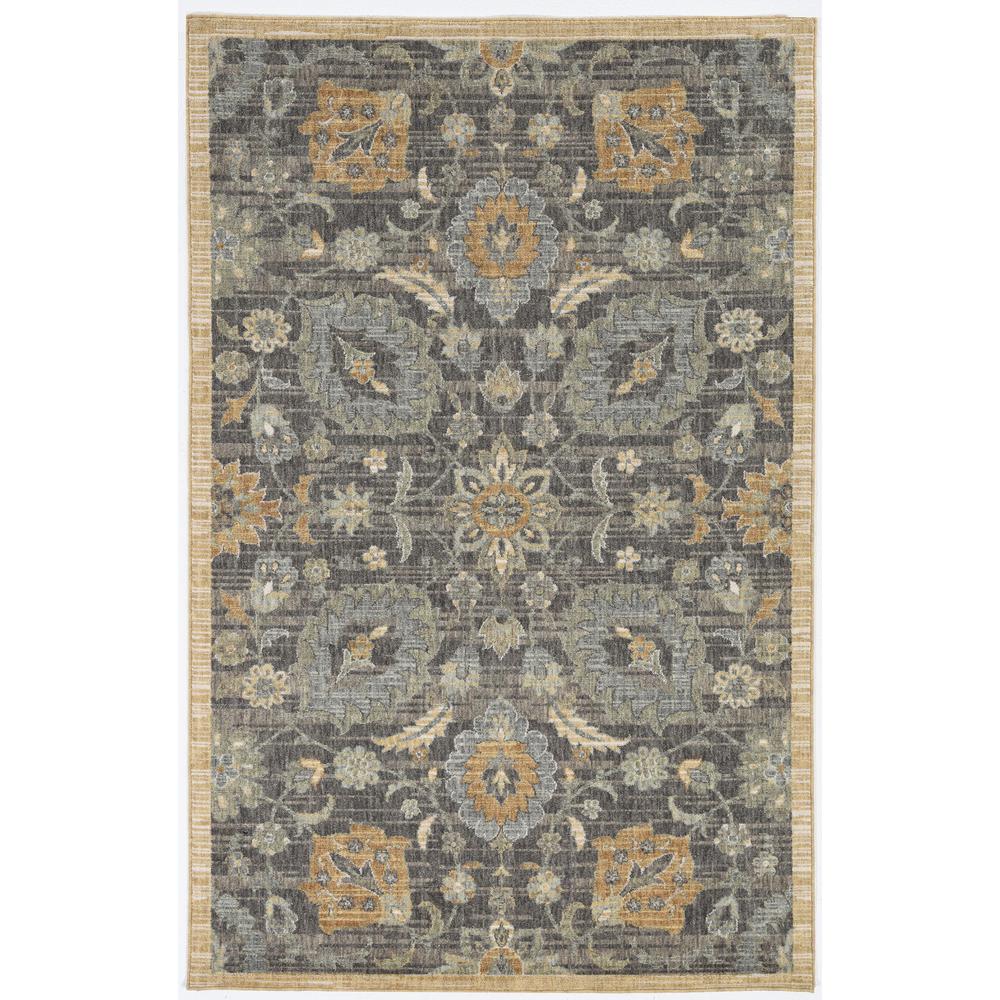 9'x13' Taupe Machine Woven Vintage Floral Traditional Indoor Area Rug - 375288. Picture 1