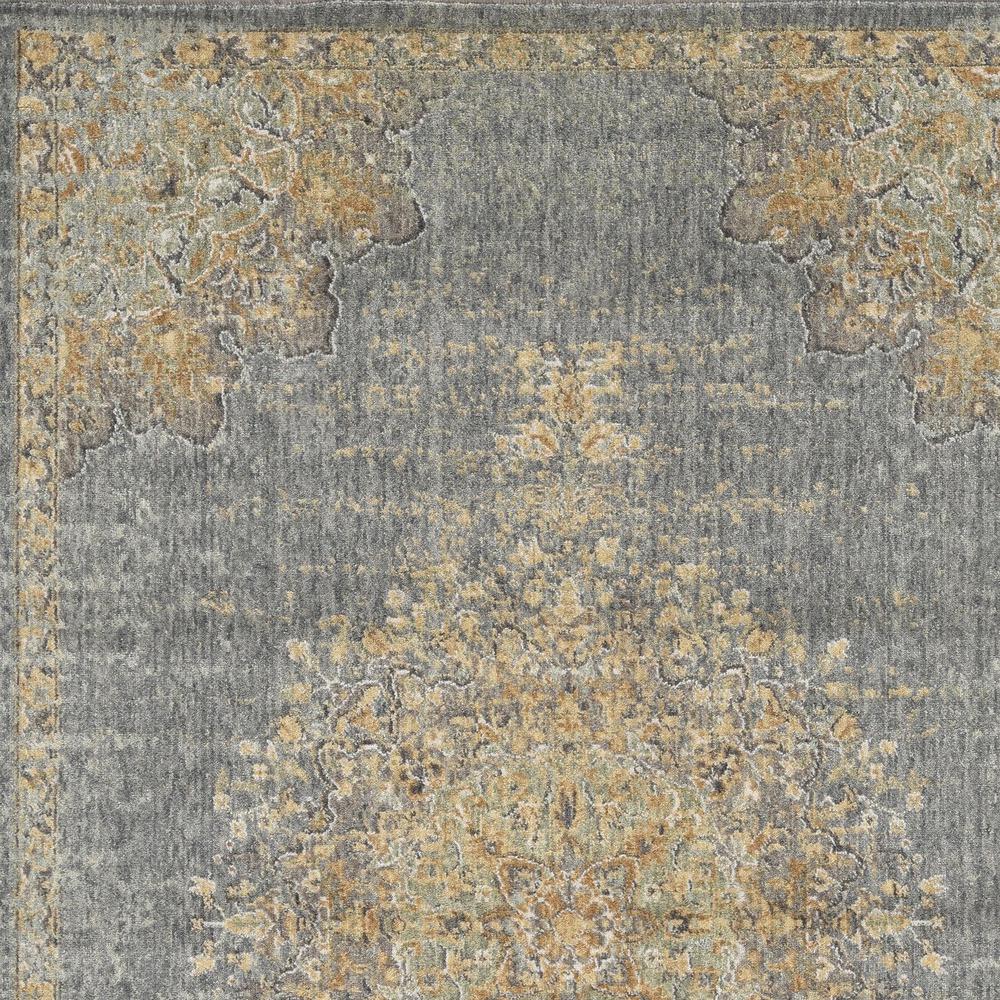 8' Slate Grey Machine Woven Vintage Traditional Indoor Runner Rug - 375298. Picture 2