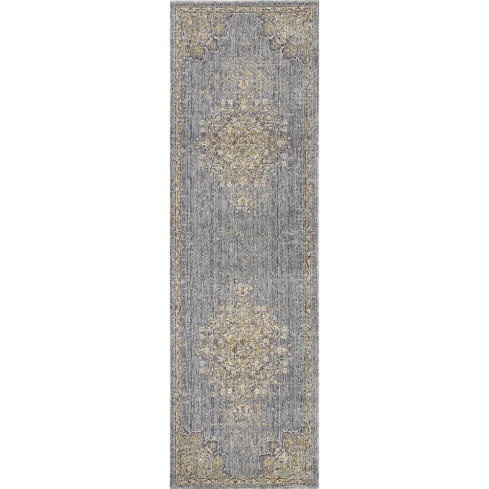 5'x8' Slate Grey Machine Woven Traditional Medallion Indoor Area Rug - 375300. Picture 1