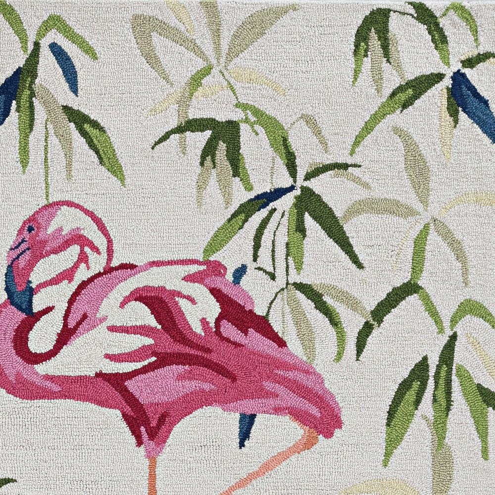 3'x5' Ivory Pink Hand Hooked Flamingo Indoor Area Rug - 375440. Picture 3