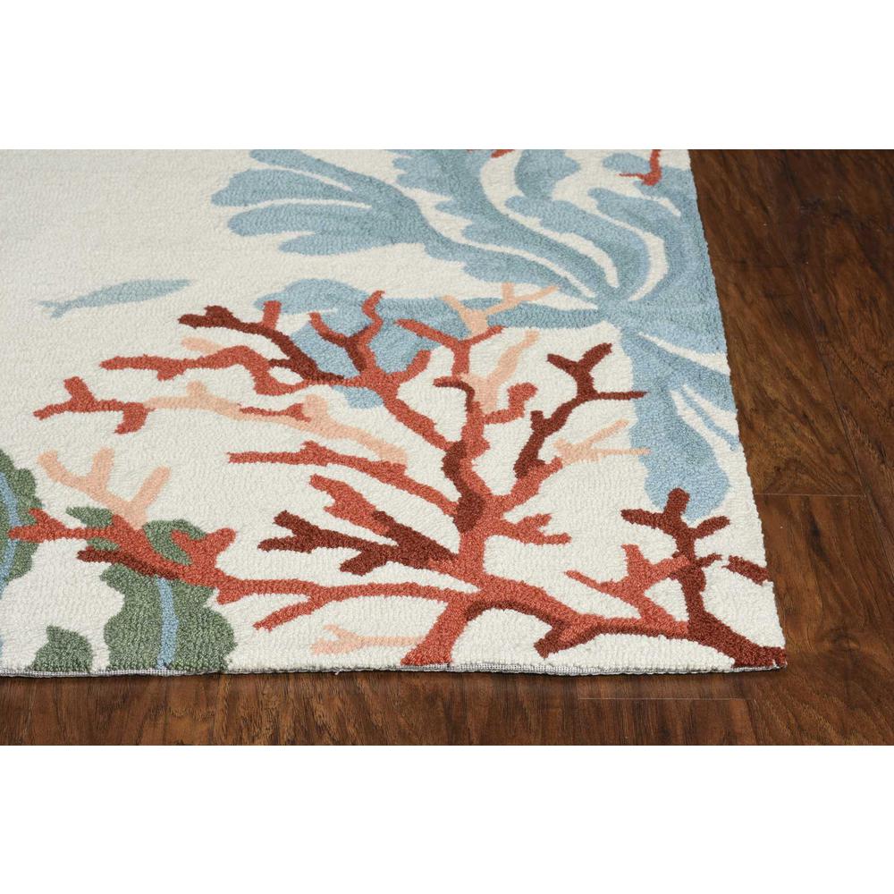 2'x3' Ivory Hand Hooked Bordered Coral Reef Indoor Accent Rug - 375451. Picture 1
