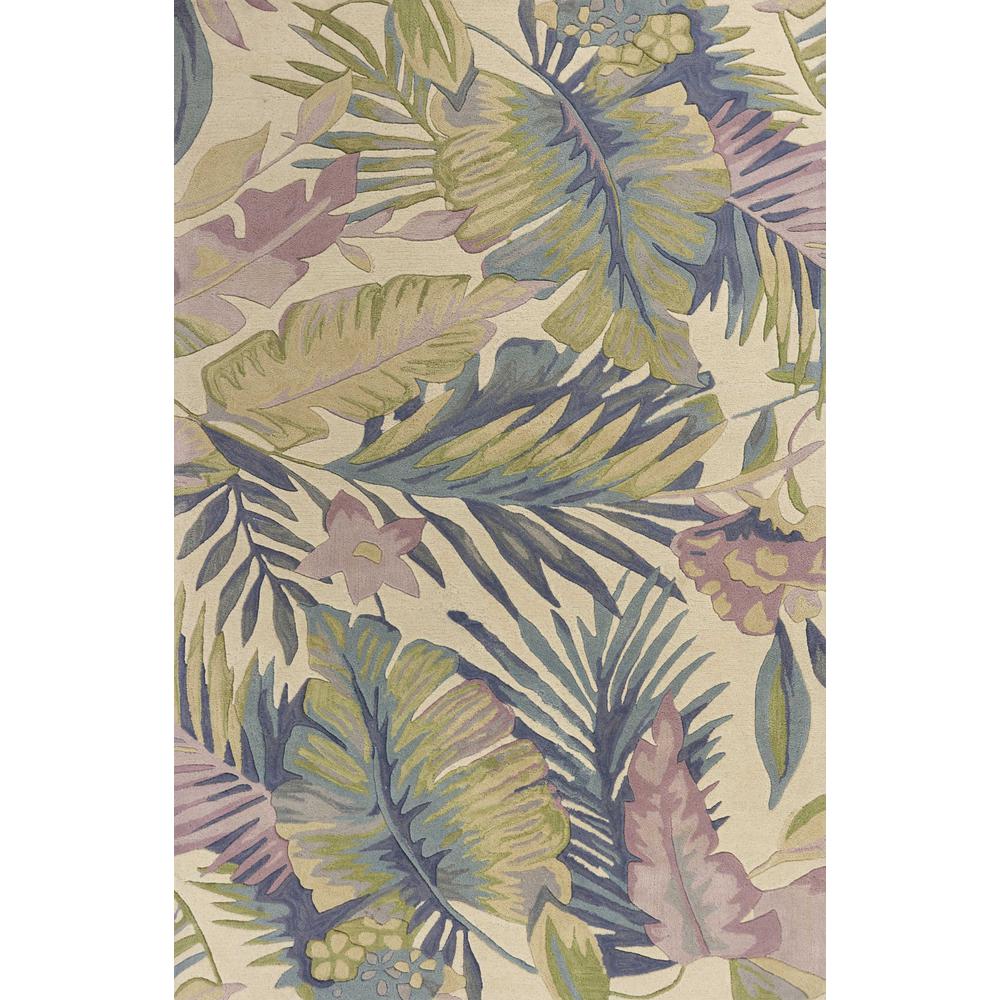 3' x 5' Pastel Tropical Leaves Wool Indoor Area Rug - 375466. Picture 5