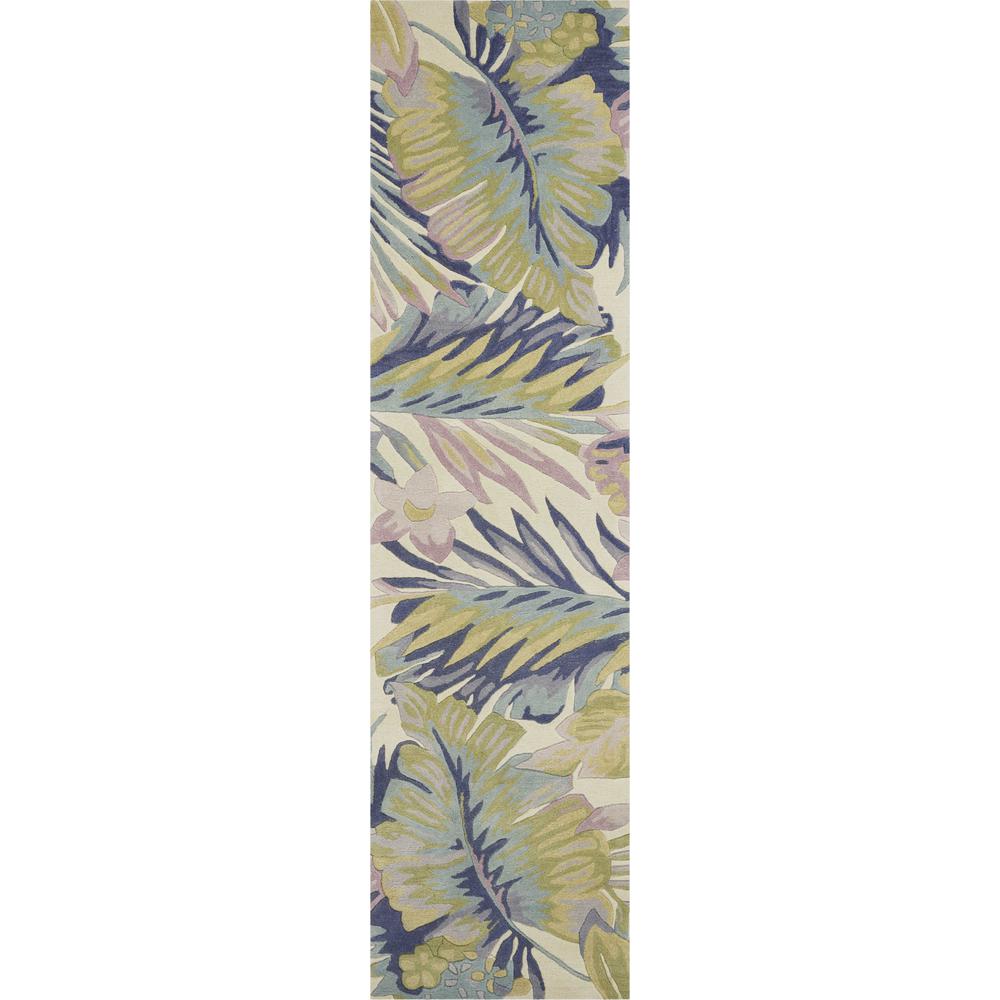 3' x 5' Pastel Tropical Leaves Wool Indoor Area Rug - 375466. Picture 3