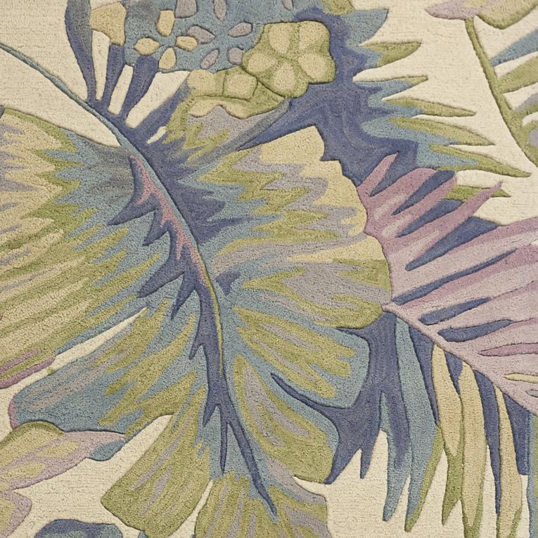 3' x 5' Pastel Tropical Leaves Wool Indoor Area Rug - 375466. Picture 4