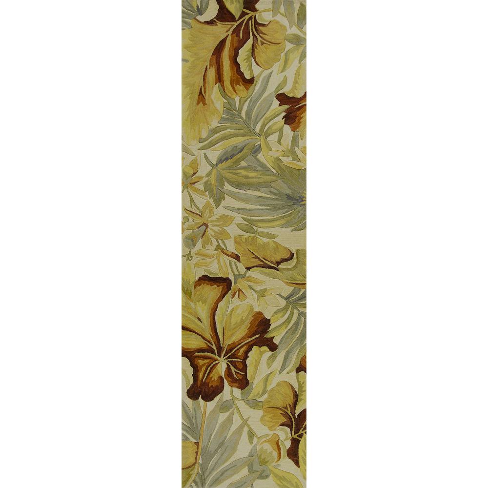 3' x 5' Ivory Tropical Leaves Wool Indoor Area Rug - 375480. Picture 1