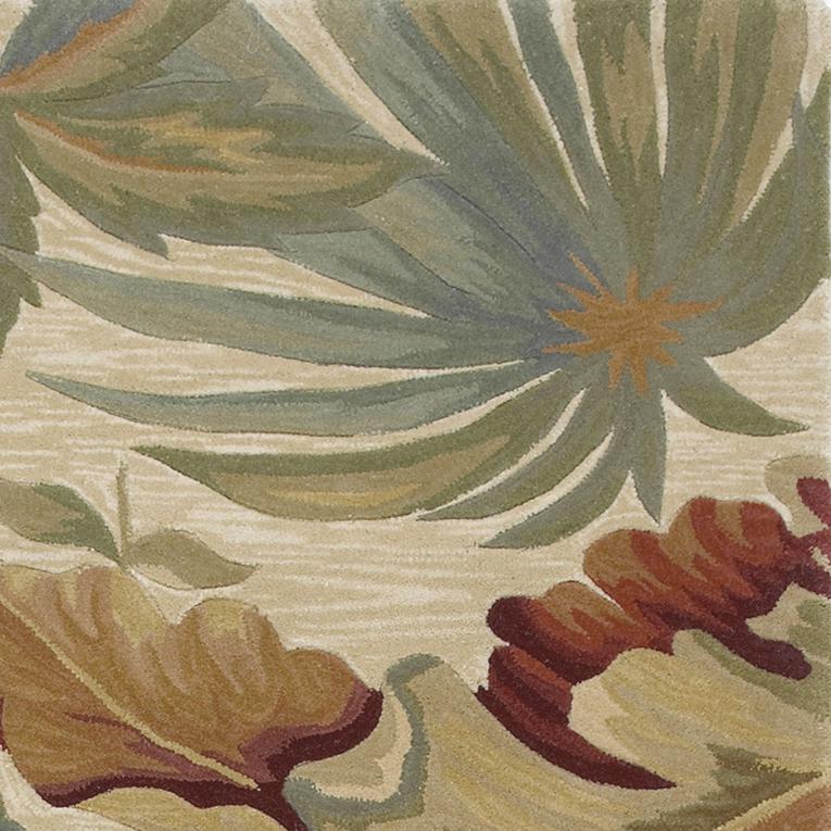 3' x 5' Ivory Tropical Leaves Wool Indoor Area Rug - 375480. Picture 3