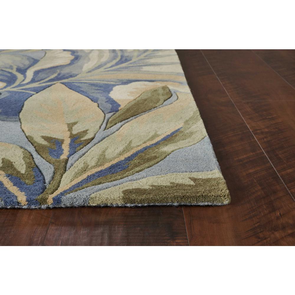 6' Blue Hand Tufted Tropical Plant Indoor Area Rug - 375496. Picture 3
