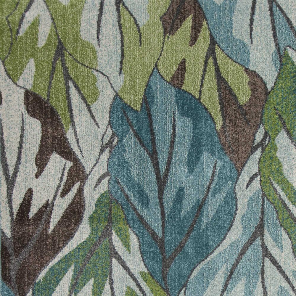 3' x 5' Blue or Green Leaves Area Rug - 375507. Picture 1