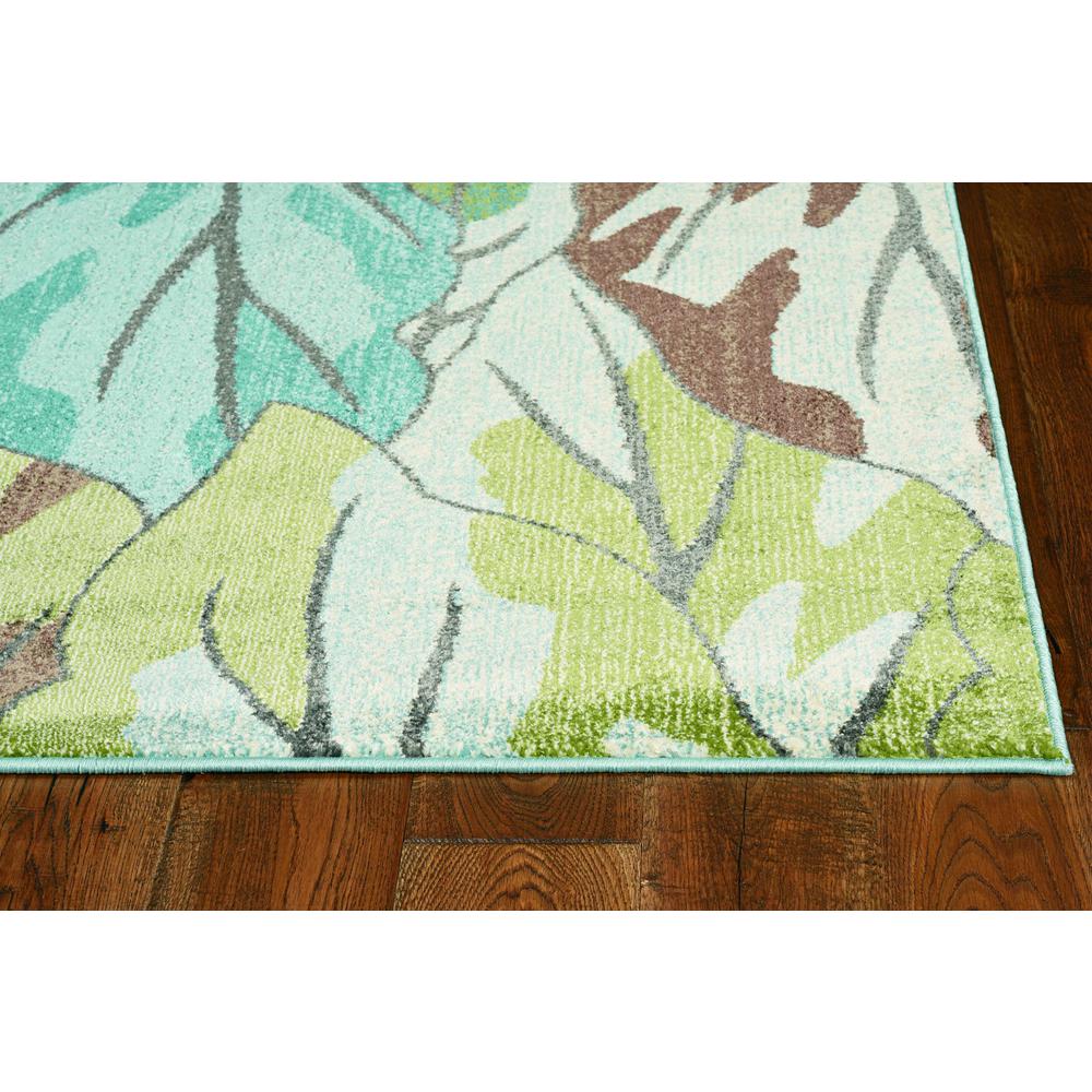 3' x 5' Blue or Green Leaves Area Rug - 375507. Picture 4