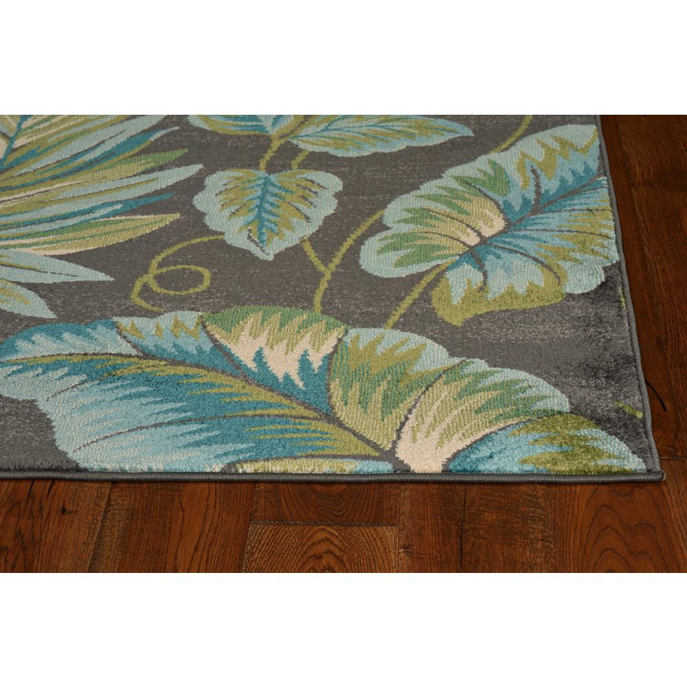 8'x11' Grey Teal Machine Woven Oversized Tropical Leaves Indoor Area Rug - 375513. Picture 1