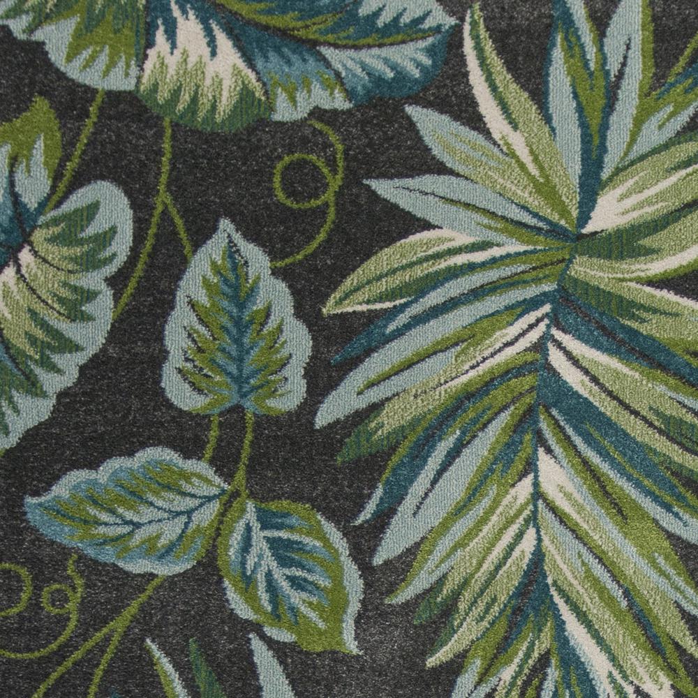 8'x11' Grey Teal Machine Woven Oversized Tropical Leaves Indoor Area Rug - 375513. Picture 2