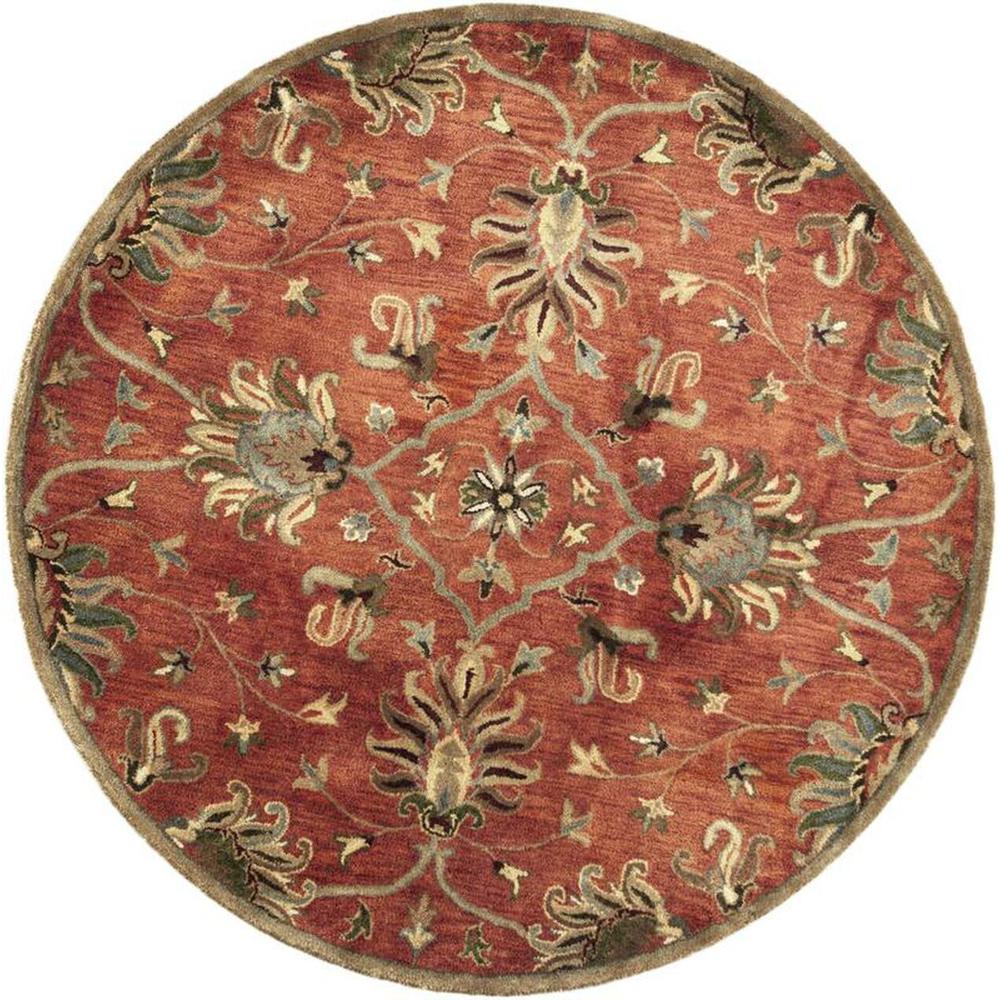 6' Sienna Orange Hand Tufted Traditional Round Indoor Area Rug - 375525. Picture 2