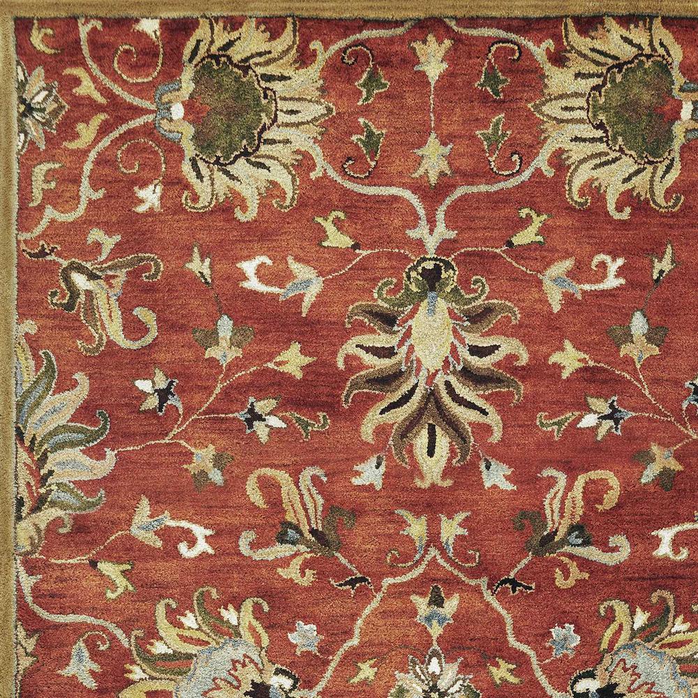 8'x11' Sienna Orange Hand Tufted Traditional Floral Indoor Area Rug - 375527. Picture 3