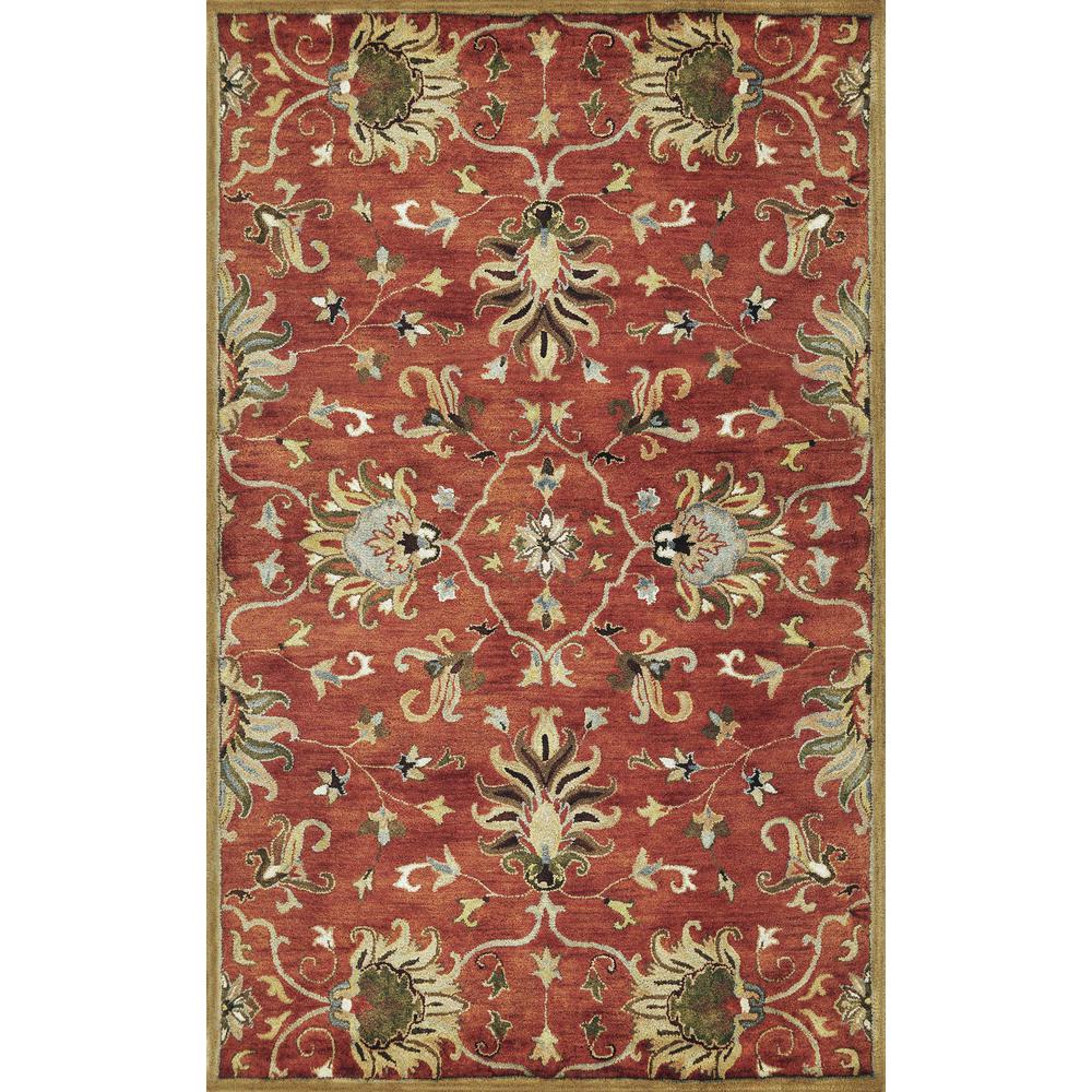 9'x13' Sienna Orange Hand Tufted Traditional Floral Allover Indoor Area Rug - 375528. Picture 4