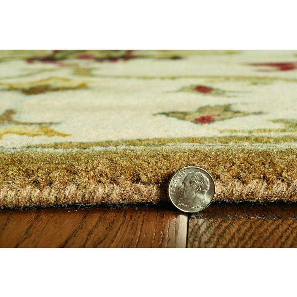 5' Round Champagne Floral Vine Wool Indoor Area Rug - 375530. Picture 5