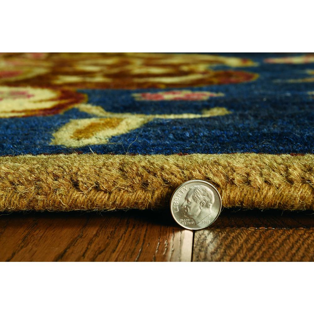 2' x 7' Navy Floral Tapestry Wool Runner Rug - 375534. Picture 6