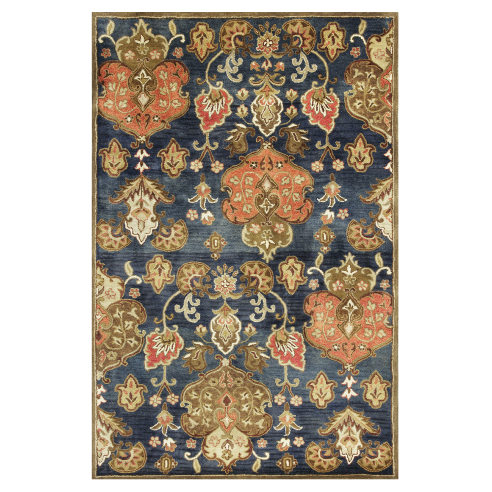 9'x13' Navy Blue Hand Tufted Floral Indoor Area Rug - 375539. Picture 1