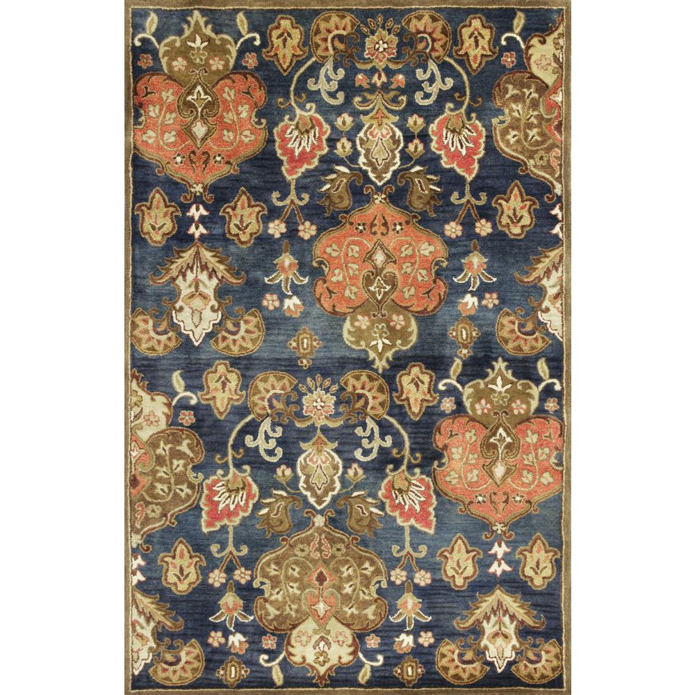 9'x13' Navy Blue Hand Tufted Floral Indoor Area Rug - 375539. Picture 2